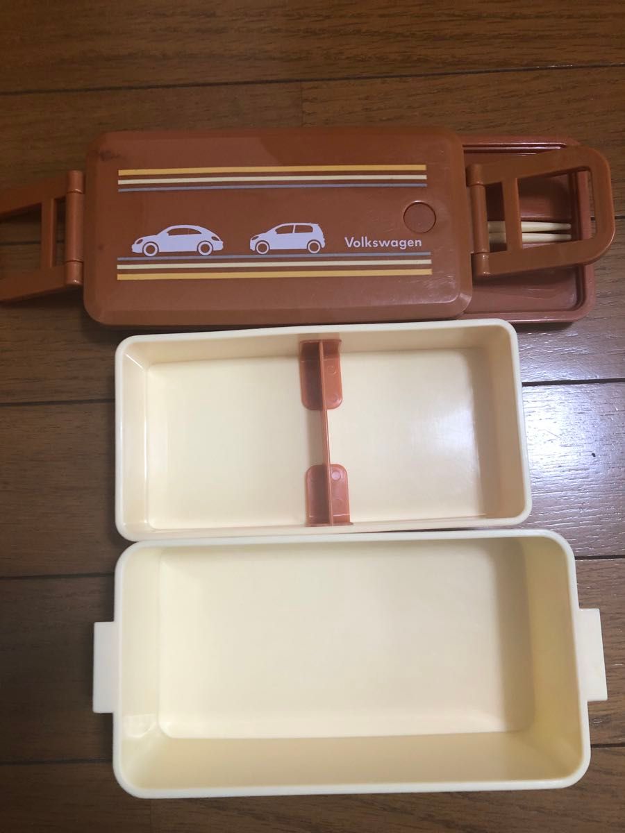 【未使用】ランチボックス 弁当箱 フォルクスワーゲン 箸、バック付2個セット