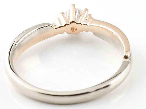 婚約指輪 ダイヤ 安い 婚約指輪 ダイヤ エンゲージリング プラチナ リング 指輪 ピンクゴールドk18 コンビリング 一粒 18金_画像3