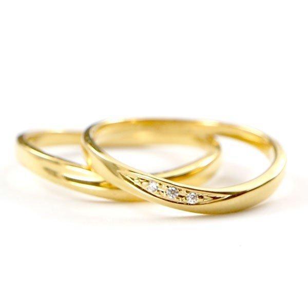結婚指輪 ペアリング ペア マリッジリング 2本セット ペア 安い ダイヤモンド ゴールド イエローゴールドk10 スイートペアリィー_画像4