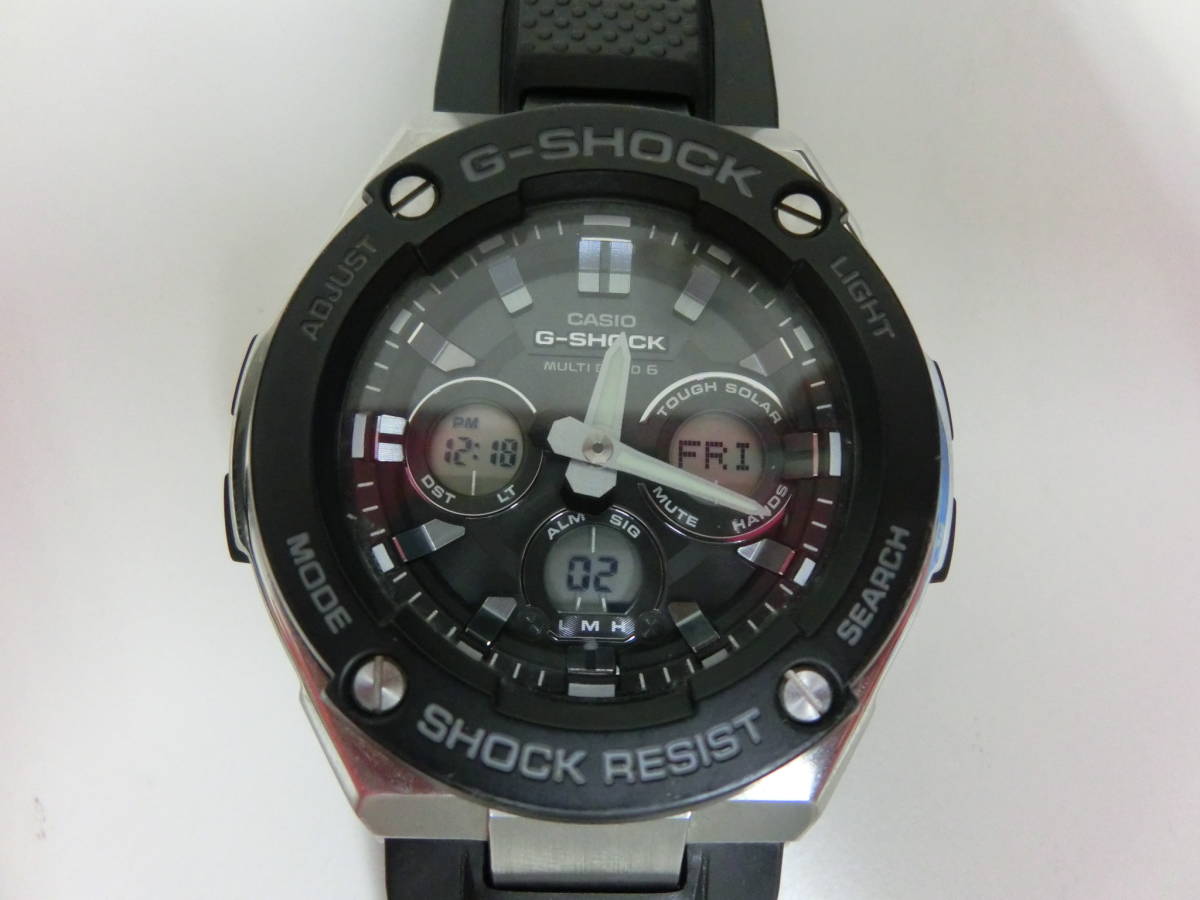 中古品 保管品 動作確認済 CASIO カシオ G-SHOCK ジーショック タフソーラー電波 腕時計 メンズ ブラック GST-W300-1AJF/激安1円スタート_画像1