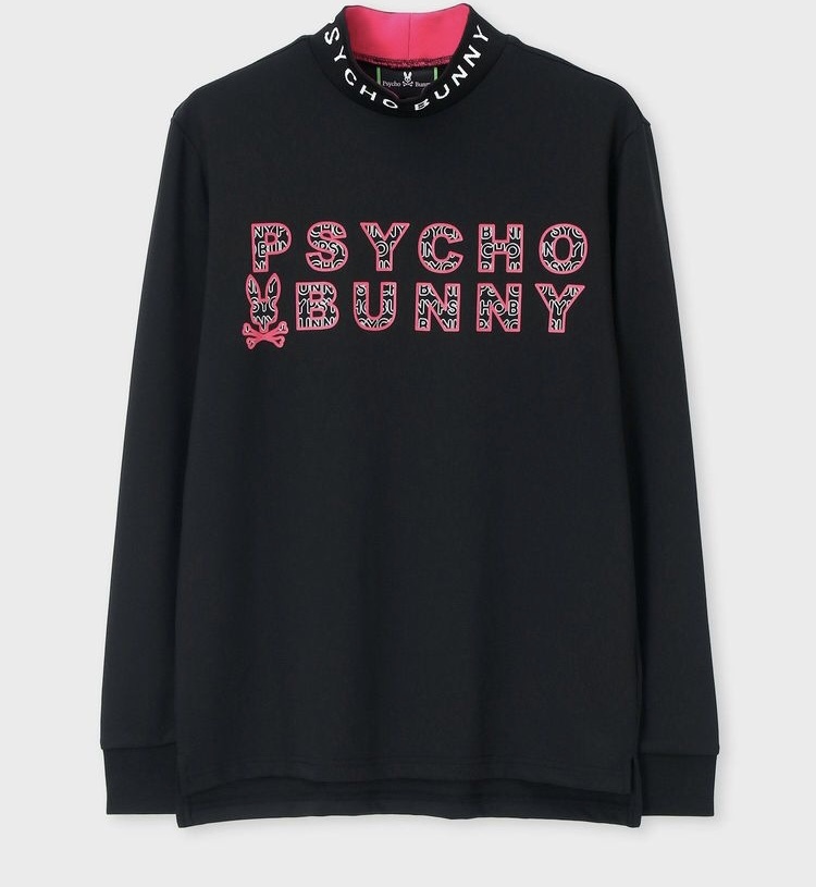 ★送料無料・未使用★メンズ psycho-bunny サイコバニー ゴルフ HERVEY モックネック ロングスリーブTシャツ 黒　Mサイズ _画像1