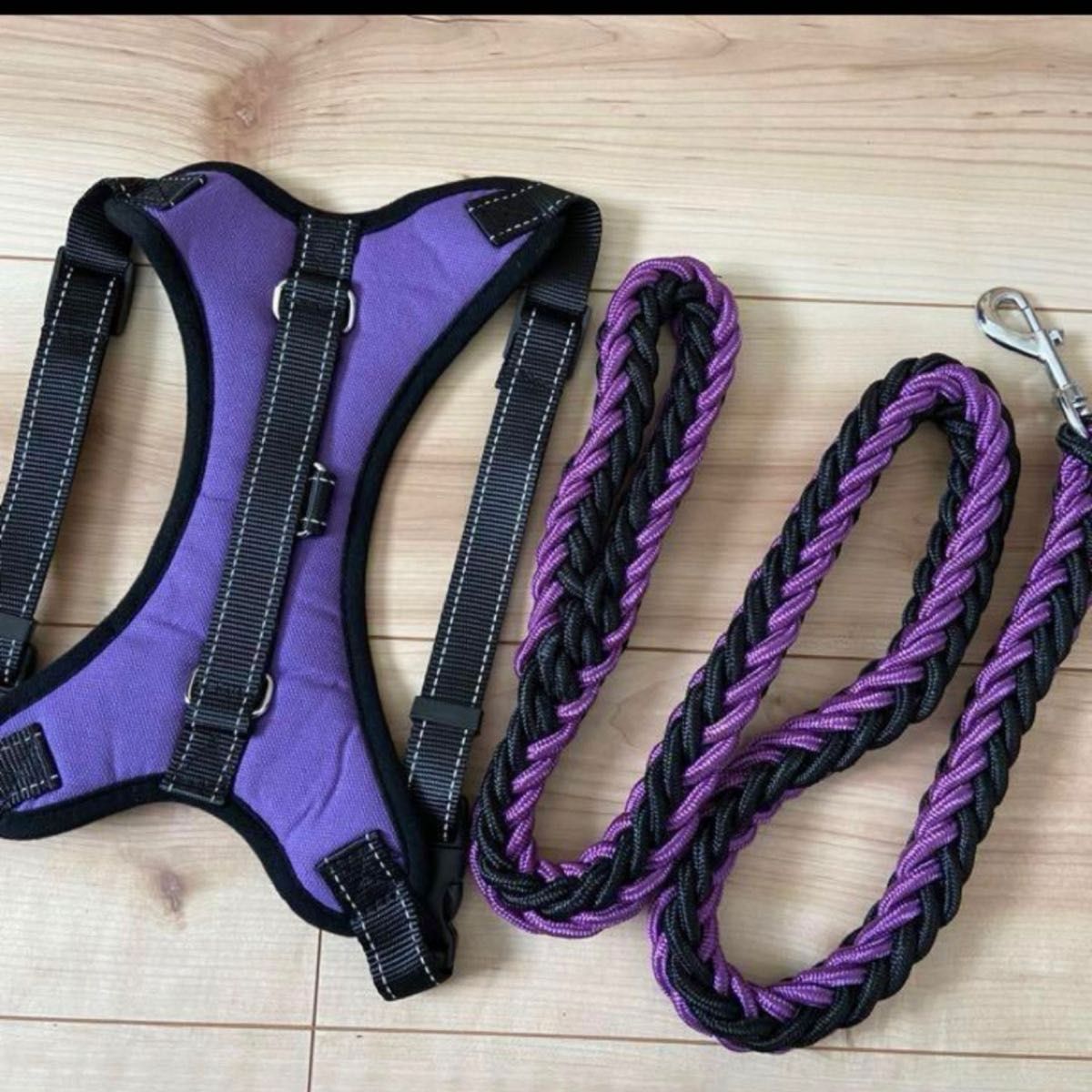 ハーネス&リード セット 大型犬 中型犬 L 紫