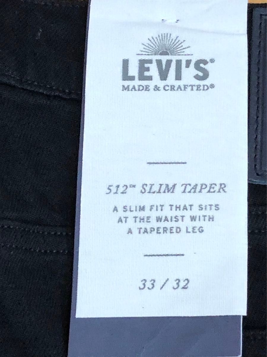 Levi's MADE&CRAFTED 512 SLIM TAPER LAGUNA BLACK SELVEDGE W33 L32