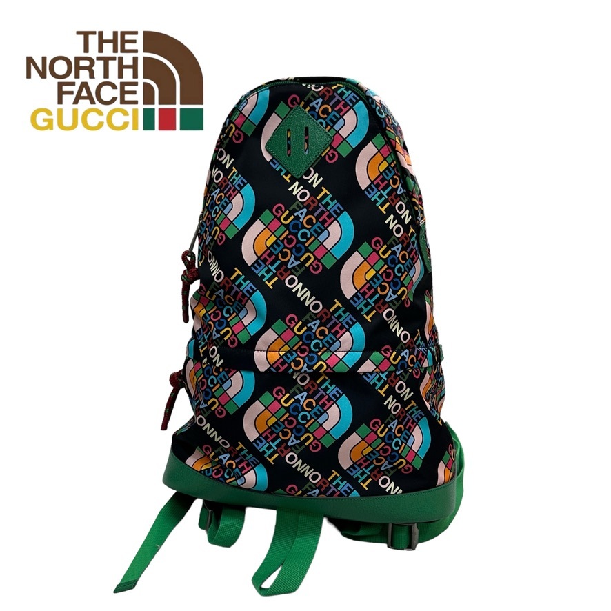 新品未使用 GUCCI THE NORTH FACE リュック バックパック バッグ グッチ ノースフェイス 総柄 ブラック 黒 本革 レザー コラボ 正規品