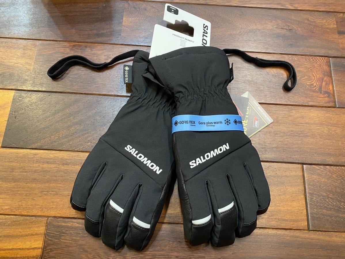 ★ SALOMON サロモン スキー スノーグローブ 本革 ブラック 5本指手袋 ゴアテックス sizeM 新品未使用タグ付 PROPELLER GORE-TEX U ②