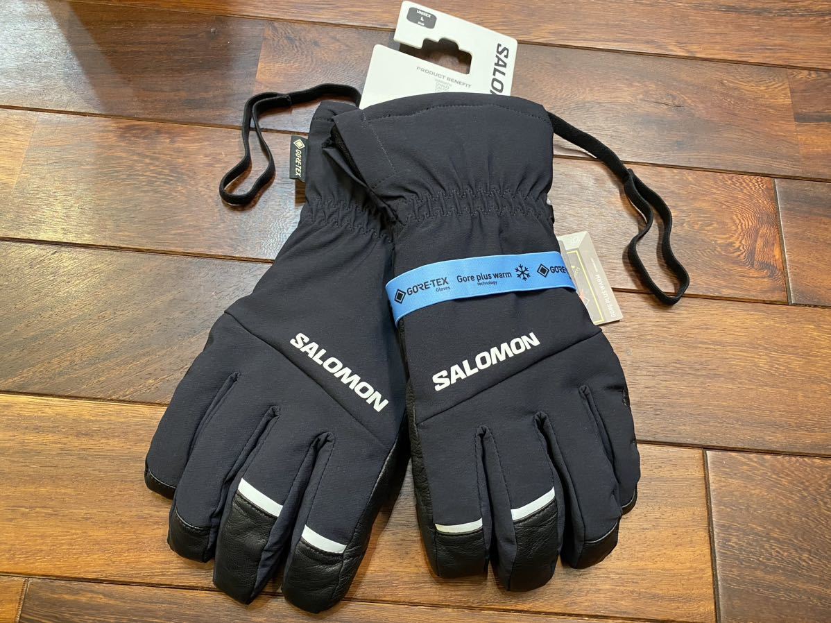 ★ SALOMON サロモン スキー スノーグローブ 本革 ブラック 5本指手袋 ゴアテックス sizeL 新品未使用タグ付 PROPELLER GORE-TEX U ③_画像1