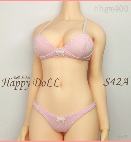 TBLeague 【Happy Doll】 S42A スクールブラセット ピンク/リボン白 下着 1/6 Phicen ファイセン_画像2