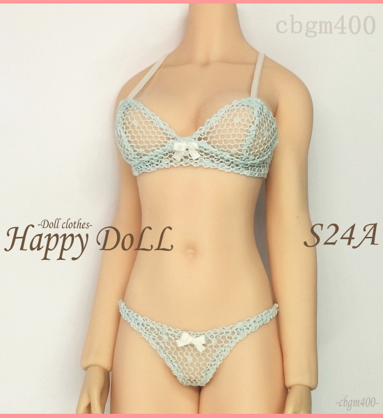 TBLeague 【Happy Doll】S24A ドット網ブラセット ミント リボン白 下着 1/6 Phicen ファイセン_画像2