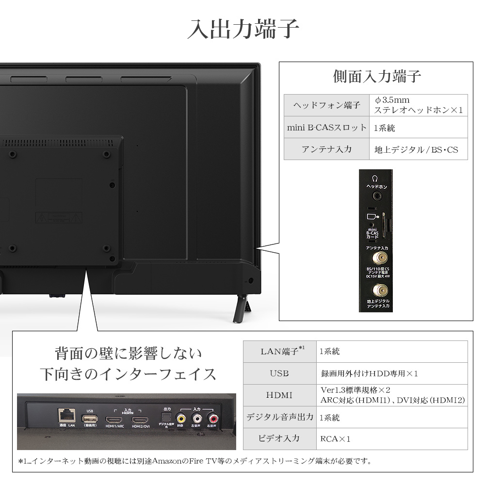 液晶 テレビ 40型 外付けハードディスク 録画対応 東芝ボード内蔵 40インチ Wチューナー フルハイビジョン 壁掛け c49_画像8