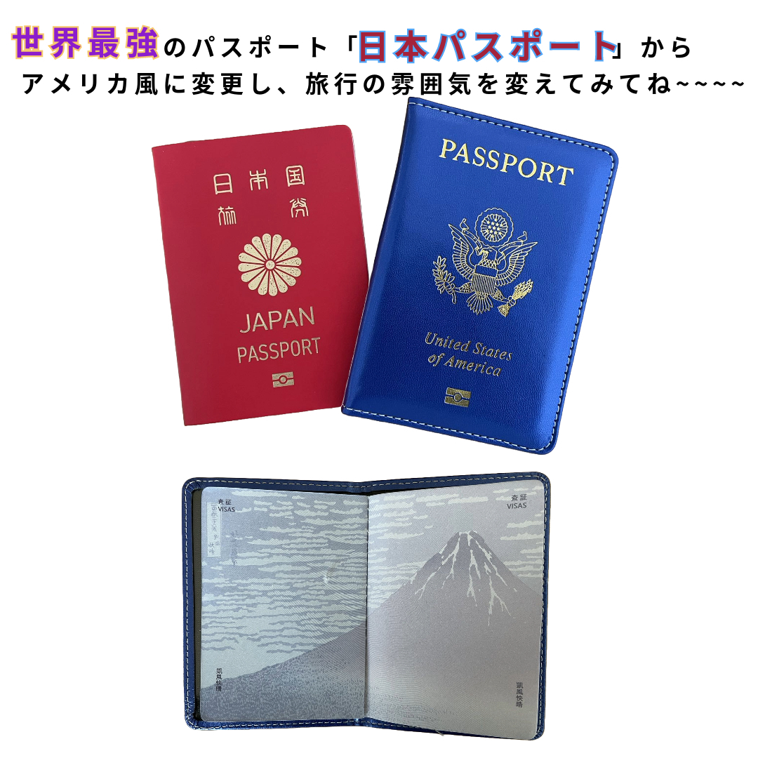 オレンジ色 アメリカ風パスポートカバー - 日本からアメリカへの旅を楽しもう！ パスポートケース パスポートカバーの画像2