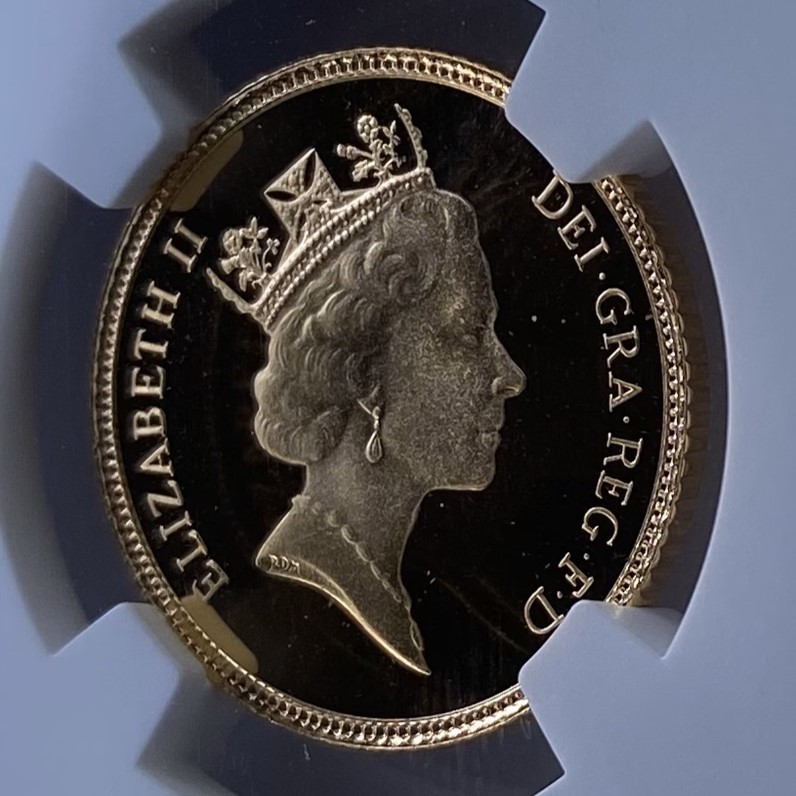 【最高鑑定】 1988年 イギリス ミドルエリザベス 1/2ソブリン 金貨 NGC PF70 ウルトラカメオ アンティーク コイン 投資 資産保全の画像10