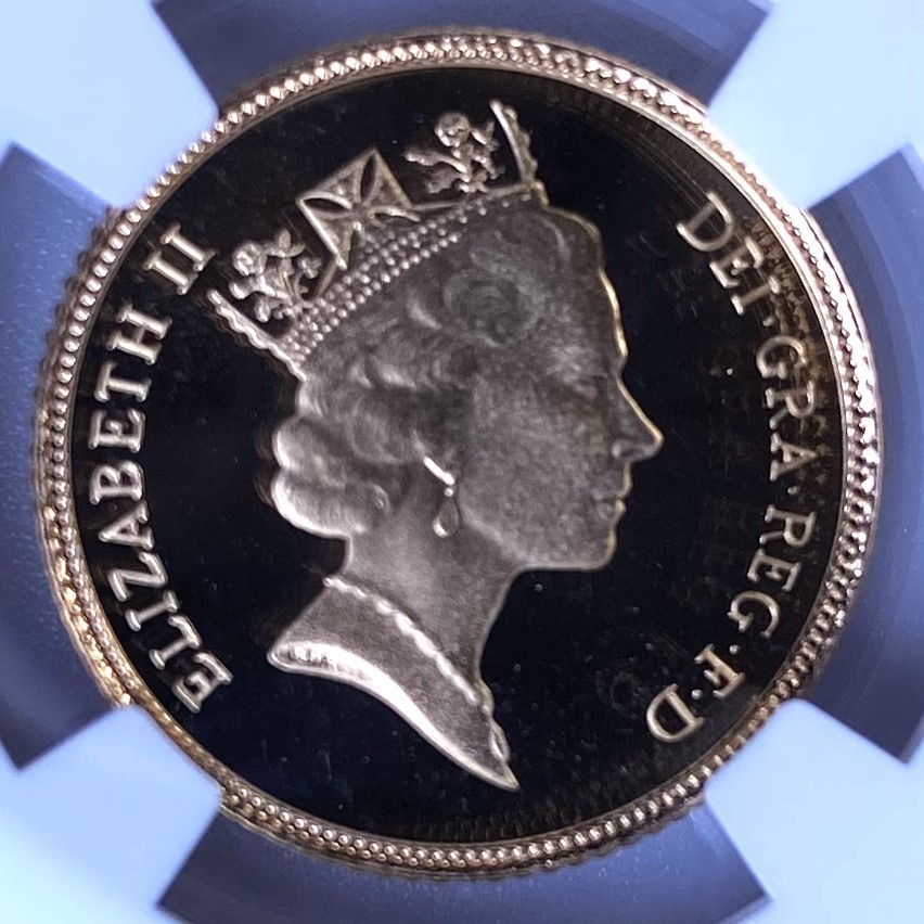【最高鑑定】 1988年 イギリス ミドルエリザベス 1/2ソブリン 金貨 NGC PF70 ウルトラカメオ アンティーク コイン 投資 資産保全の画像9