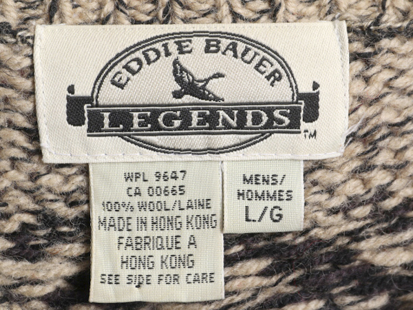90s 00s エディーバウアー ノルディック デザイン ウール ニット セーター メンズ L / オールド Eddie Bauer 90年代 00年代 クルーネック_画像4