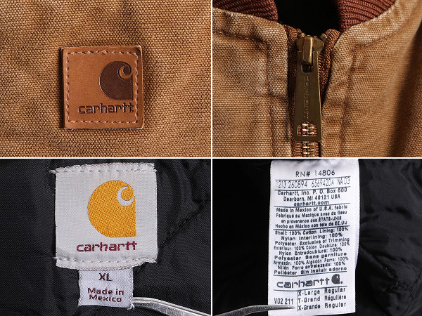 US企画 カーハート 中綿 ダック ベスト メンズ XL / CARHARTT フルジップ ナイロン キルティング ライナー ブラウン 重ね着 茶 廃盤モデル_画像3