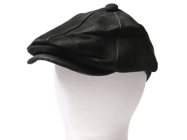 ウールリッチ 本革 ヌバック レザー ハンチング キャップ メンズ レディース M / WOOLRICH キャスケット 帽子 スウェード ライナー付き 黒