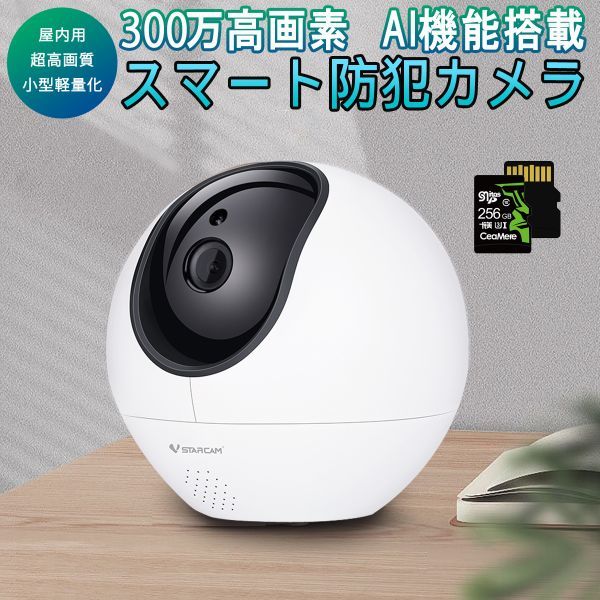 防犯カメラ 屋内用 ワイヤレス CS990 300万画素 SDカード256GB同梱モデル ONVIF AI機能搭載 人体追跡 動体検知 PSE 技適「CS990/SD256.A」_CS990/SD256.A