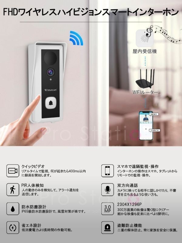  Smart door camera Doorbell (Battery Type) DB6 SD card 256GB including in a package rechargeable wiring un- necessary interactive sound interior machine attaching PSE..[DB6CAM/SD256.A]