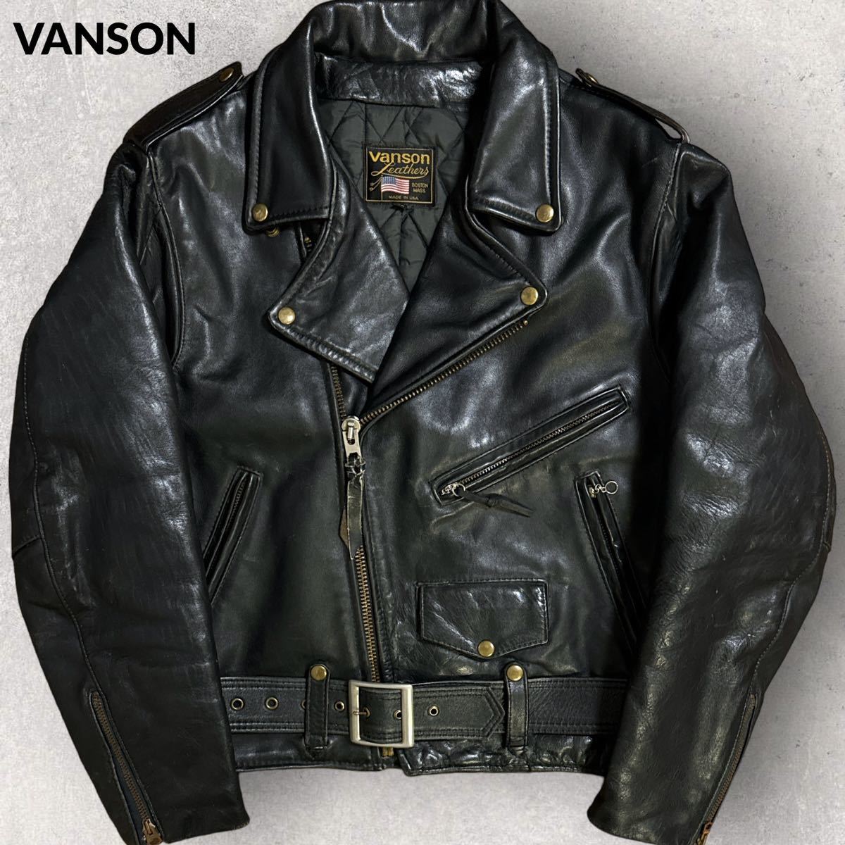 VANSON 米国製 C2 ダブルライダースジャケット ブラック サイズ42 
