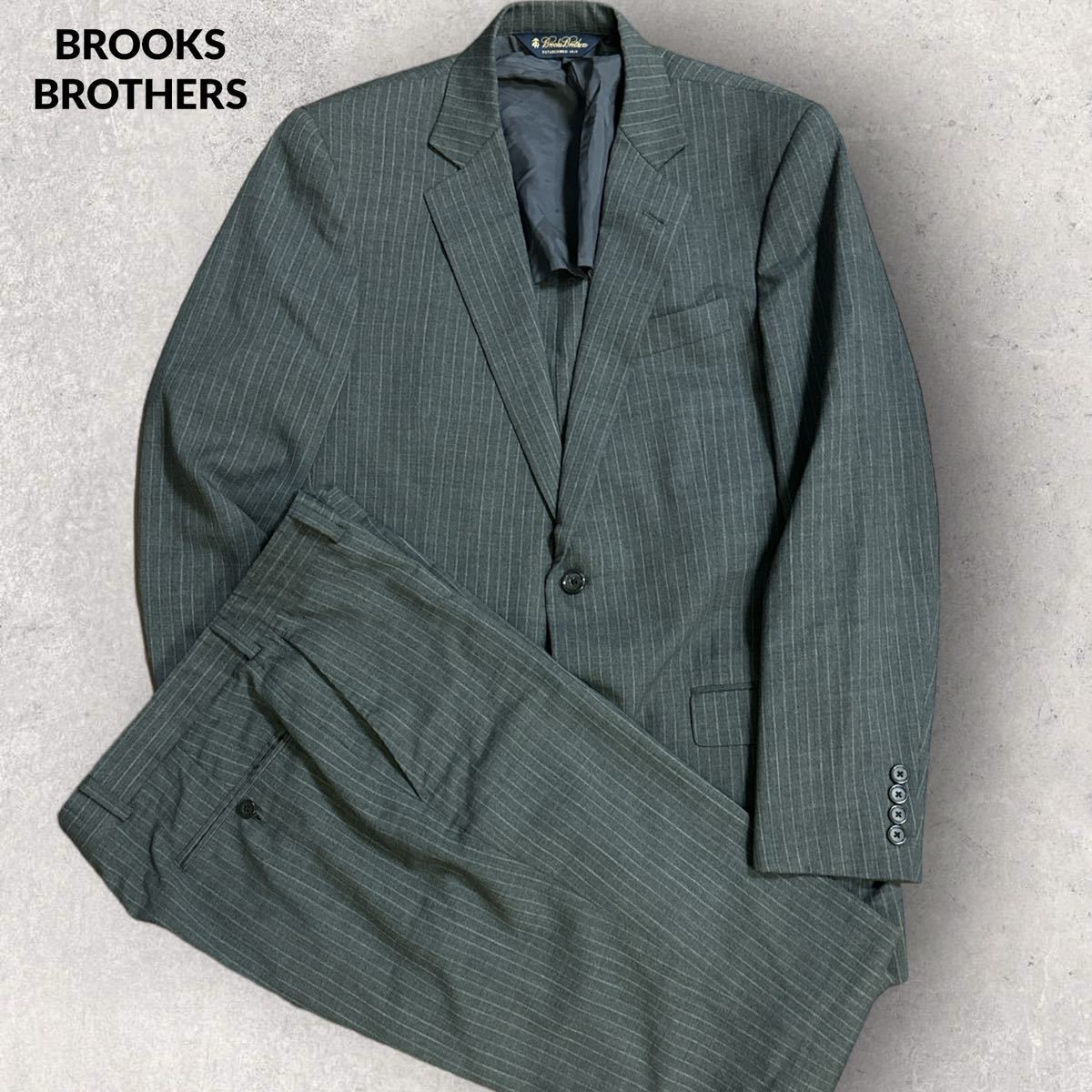  прекрасный товар BROOKS BROTHERS полоса выставить костюм 38REG серый 