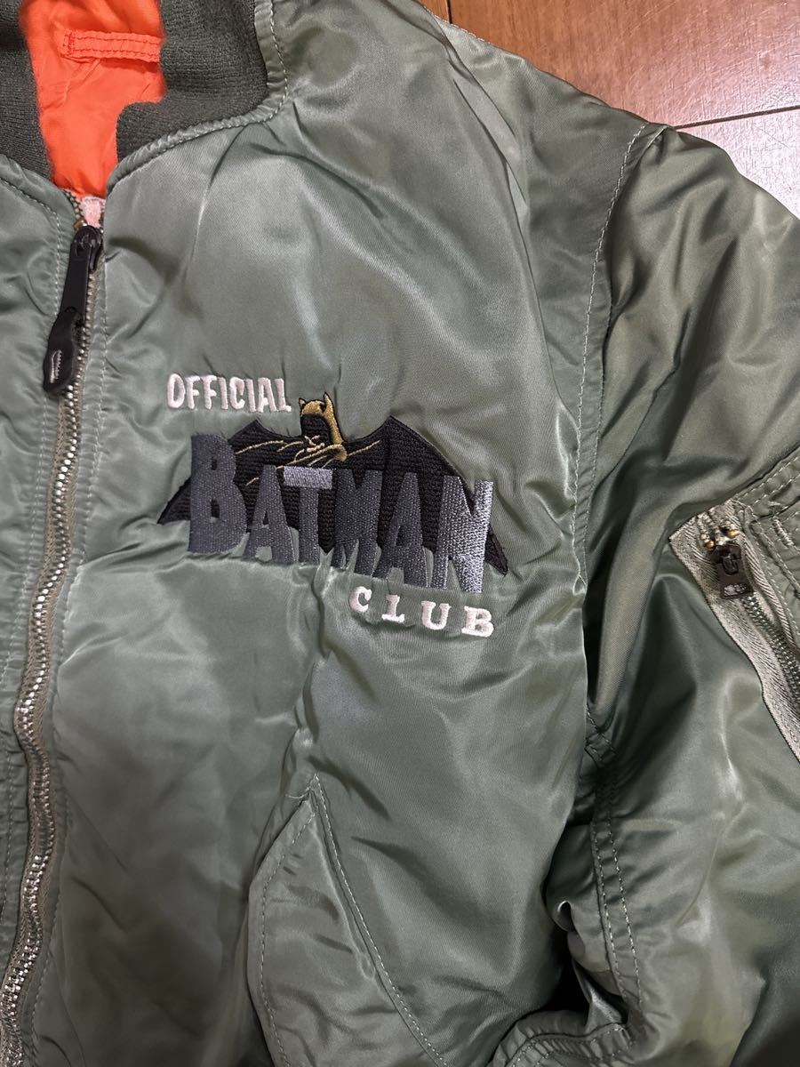 稀少 ALPHA アルファ 90s 米国製 バットマン刺繍 MA-1 Lサイズ 稀少 ALPHA アルファ 90s 米国製 バットマン刺繍 MA-1 Lサイズ