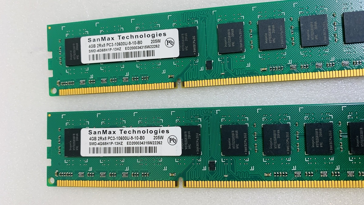 SANMAX 2Rx8 PC3-10600U 4GB 2枚で 8GB DDR3 デスクトップ用メモリ DDR3-1333 4GB 2枚 8GB 240ピン ECC無し DDR3 DESKTOP RAM_画像2
