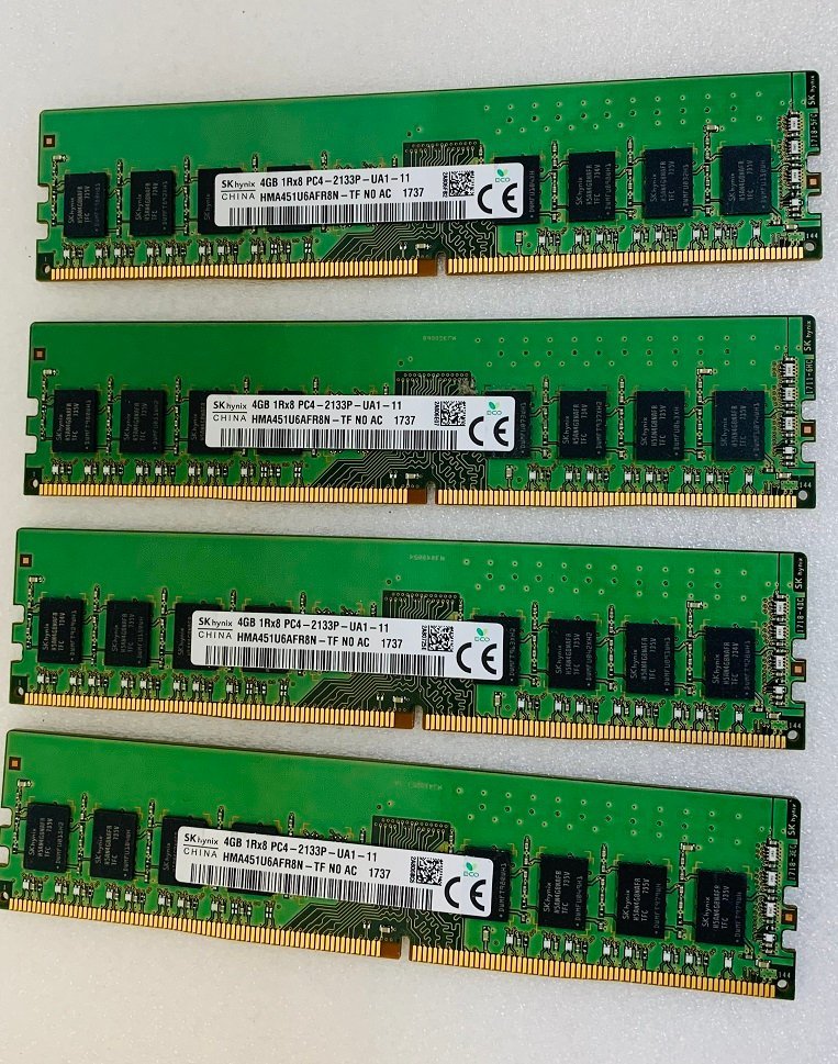 SK HYNIX 1RX8 PC4-2133P 4GB 4枚組 1セット 16GB DDR4 デスクトップ用メモリ 288ピン ECC無し DDR4-17000 4GB 4枚 16GB DDR4 DESKTOP RAM_画像4