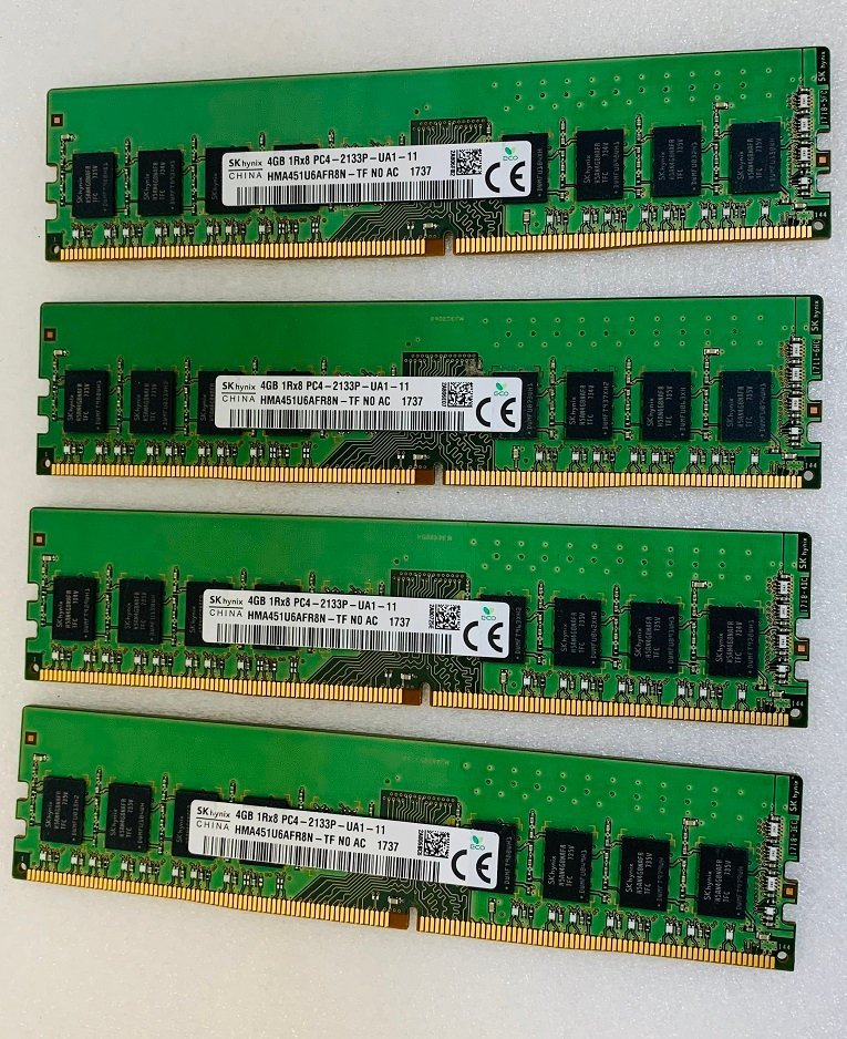 SK HYNIX 1RX8 PC4-2133P 4GB 4枚組 1セット 16GB DDR4 デスクトップ用メモリ 288ピン ECC無し DDR4-17000 4GB 4枚 16GB DDR4 DESKTOP RAM_画像1