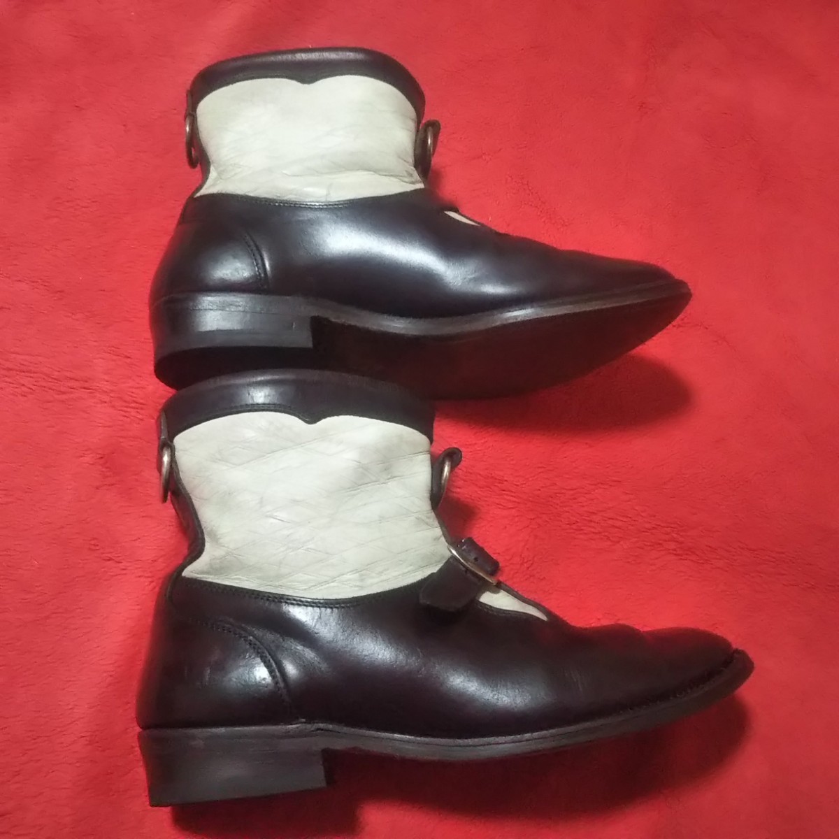  attraction z low pa- boots 26cm wise D/ red tea & white /2 tone short boots /attractions biltbuck