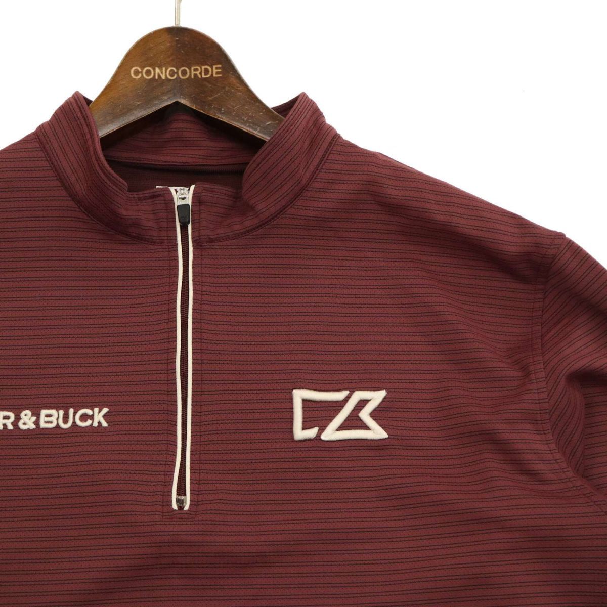 CUTTER&BUCK Cutter&Buck через год длинный рукав половина Zip Logo вышивка * стрейч внутренний рубашка-поло Sz.L мужской Golf C3T11744_C#O