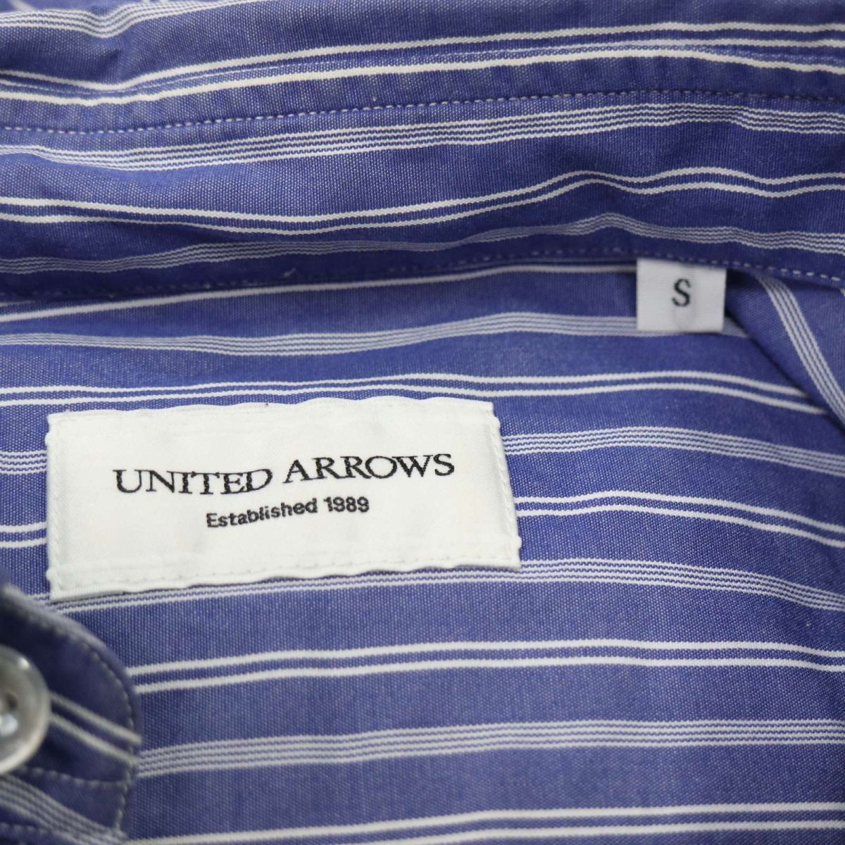 UNITED ARROWS United Arrows through year long sleeve stripe pattern dress shirt Y shirt Sz.S men's bijikajiC3T11894_C#C