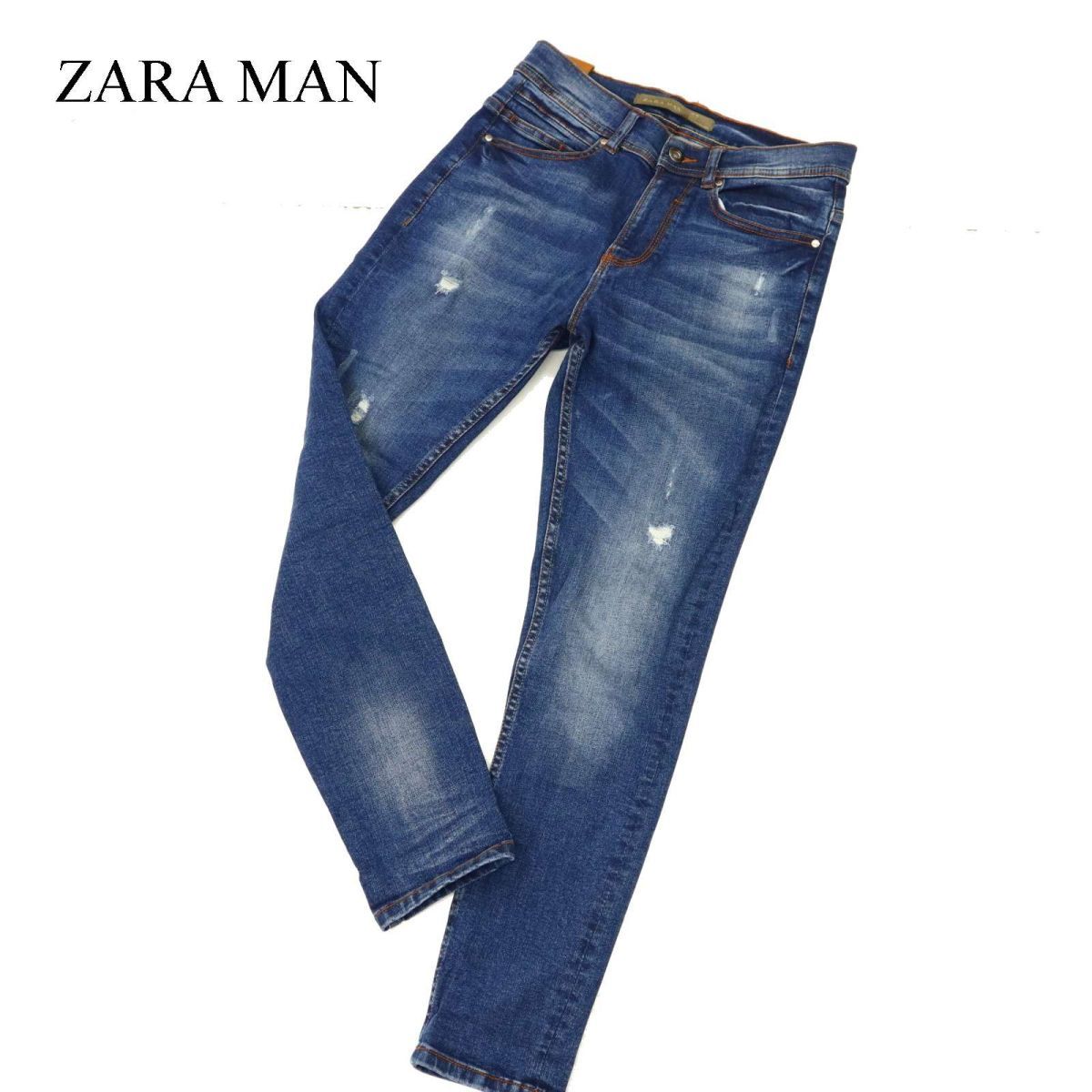 ZARA MAN ザラ マン 通年 ダメージ加工★ テーパード ストレッチ スキニー デニム パンツ ジーンズ Sz.31　メンズ　C4B00061_1#R_画像1