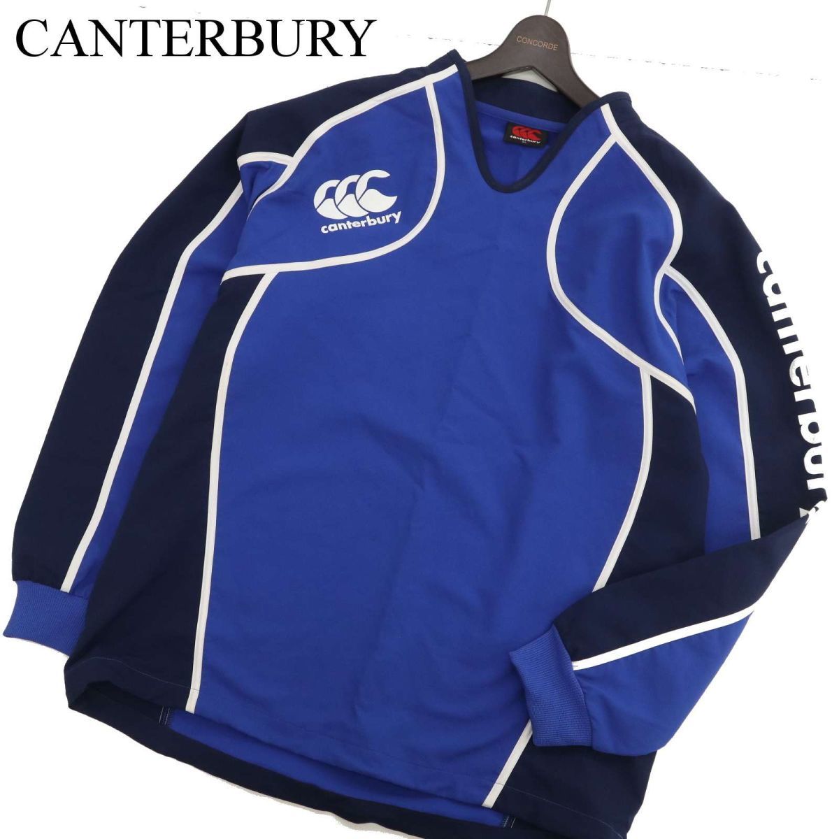 CANTERBURY カンタベリー 通年 ロゴプリント 長袖 ユニフォーム ロンTシャツ Sz.XL　メンズ ラグビー 青 大きいサイズ　C4T00340_1#F_画像1