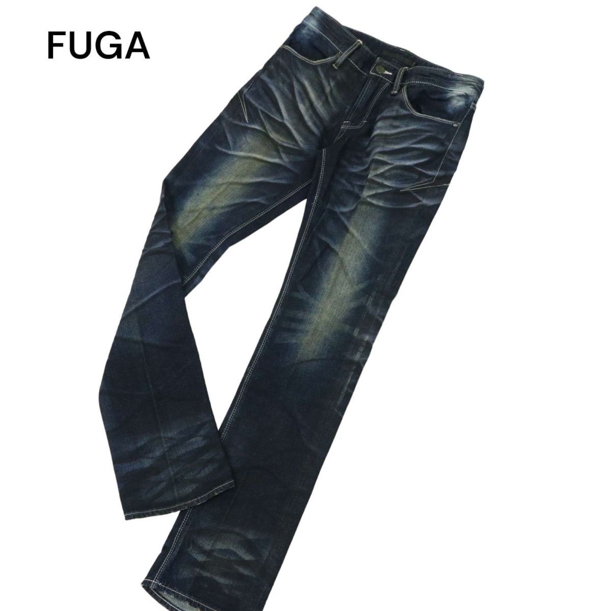 FUGA フーガ 通年 ハチノス USED加工★ ストレッチ スキニー デニム パンツ ジーンズ Sz.44　メンズ　C4B00393_1#R_画像1