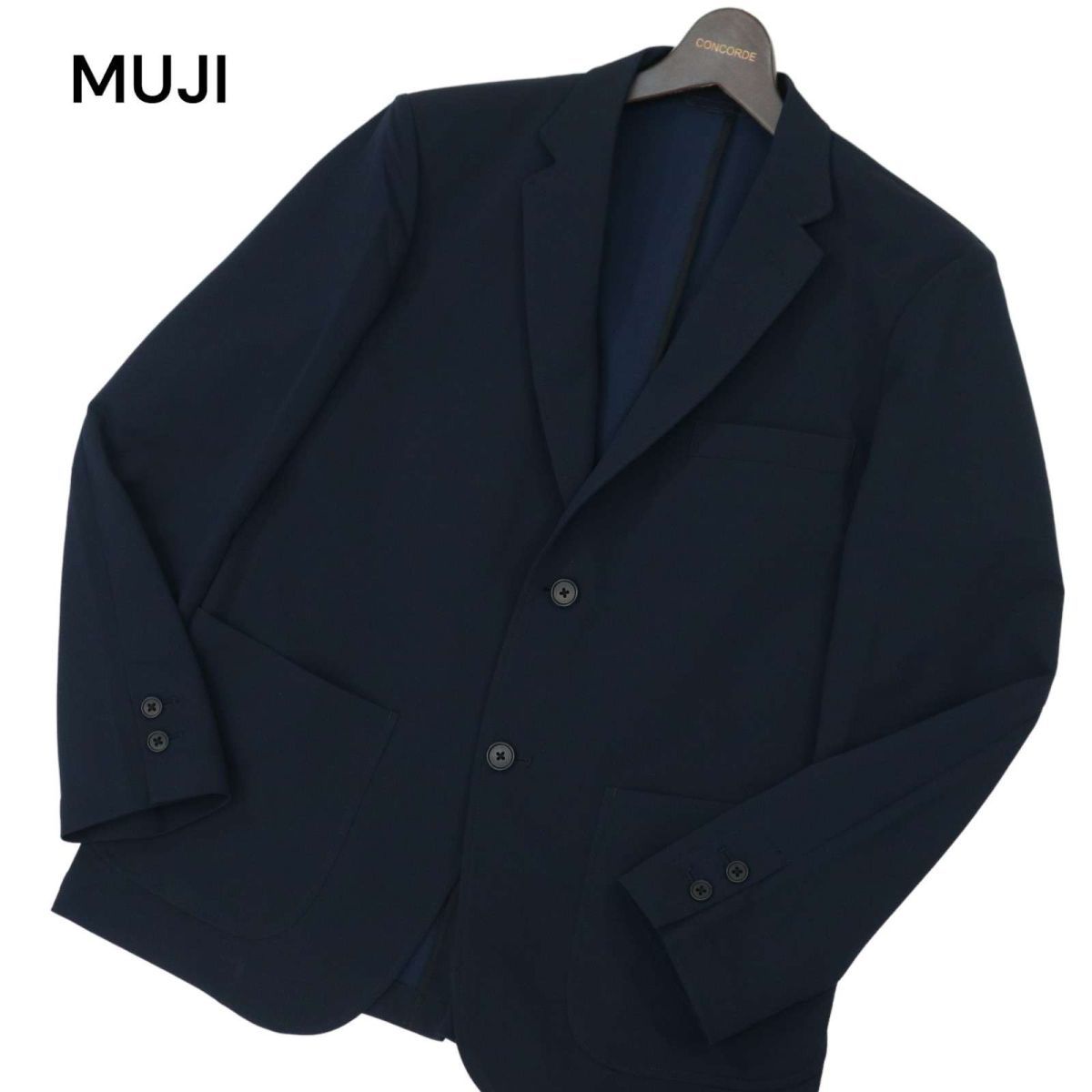 MUJI 無印良品 通年 ポリ100% 2B テーラード ジャケット Sz.M　メンズ ネイビー　C4T00604_1#O_画像1