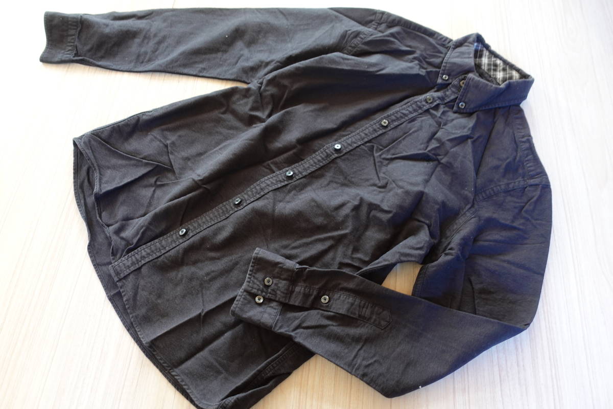  бесплатная доставка *3[ Burberry Black Label ] длинный рукав Y рубашка * чёрный черный простой одноцветный burberry бренд джентльмен одежда мужской высококлассный прекрасное качество tops 