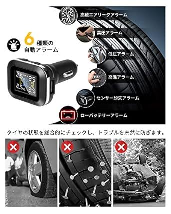 【シガーソケット電源供給】TPMS 空気圧センサー 車 タイヤ空気圧センサー ワイヤレスTPMS タイヤ空気圧モニター タイヤ空気_画像2