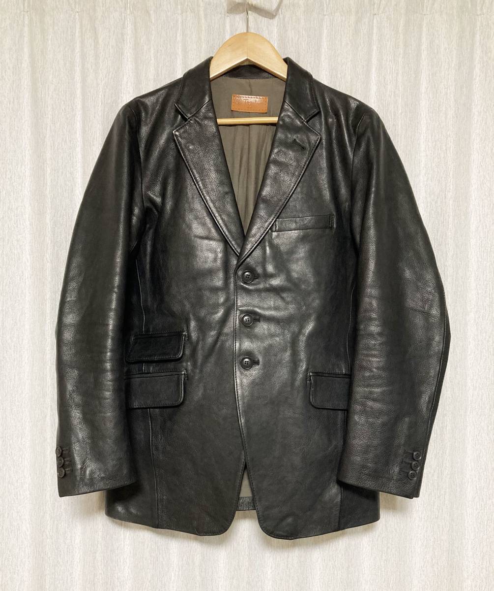 [天神ワークス] 定価198,000 CJ02 CRAFTSMAN TAILORED JACKET クラフツマン テーラード レザージャケット 40 牛革 ブラック Tenjin Works