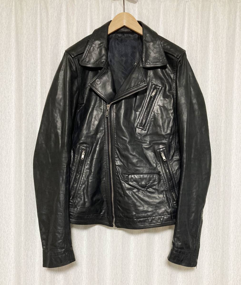 [Rick Owens] 16AW 定価30万 STOOGES BIKER ダブルライダース バイカーレザージャケット 48 本革 ブラック RU16F6764 リックオウエンス