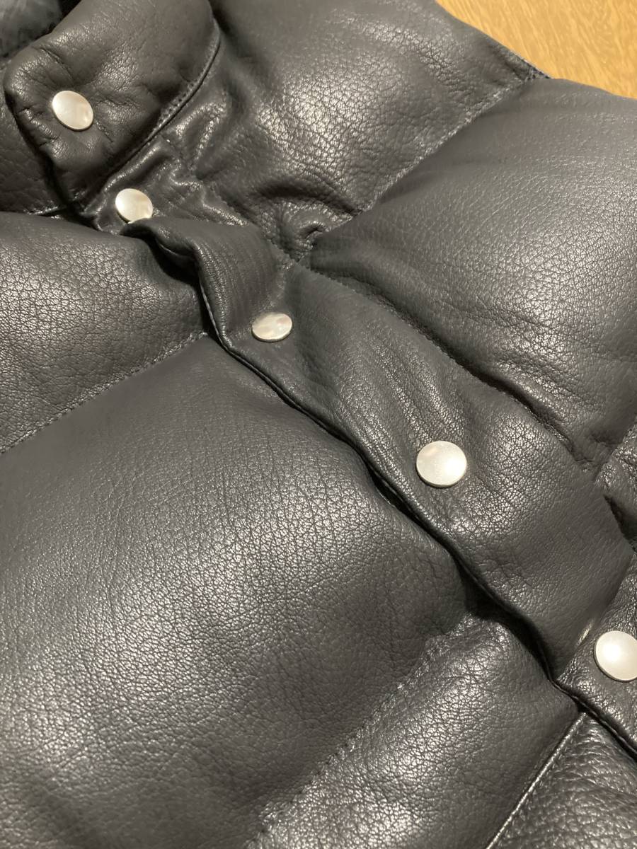 美品☆[FINECREEK＆CO] 22AW Deerskin Down Vest 'Law' ディアスキン レザーダウンベスト 40 鹿革 ブラック 日本製 ファインクリーク_画像5