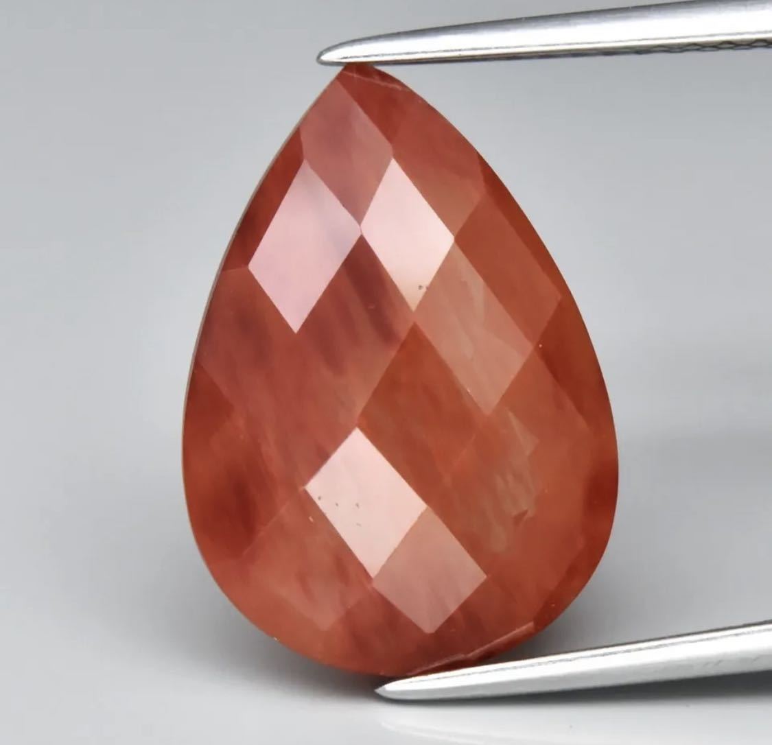 5.66ct オレンジ アンデシン　15.7x11mm ペアー ナチュラル　アフリカ_画像2