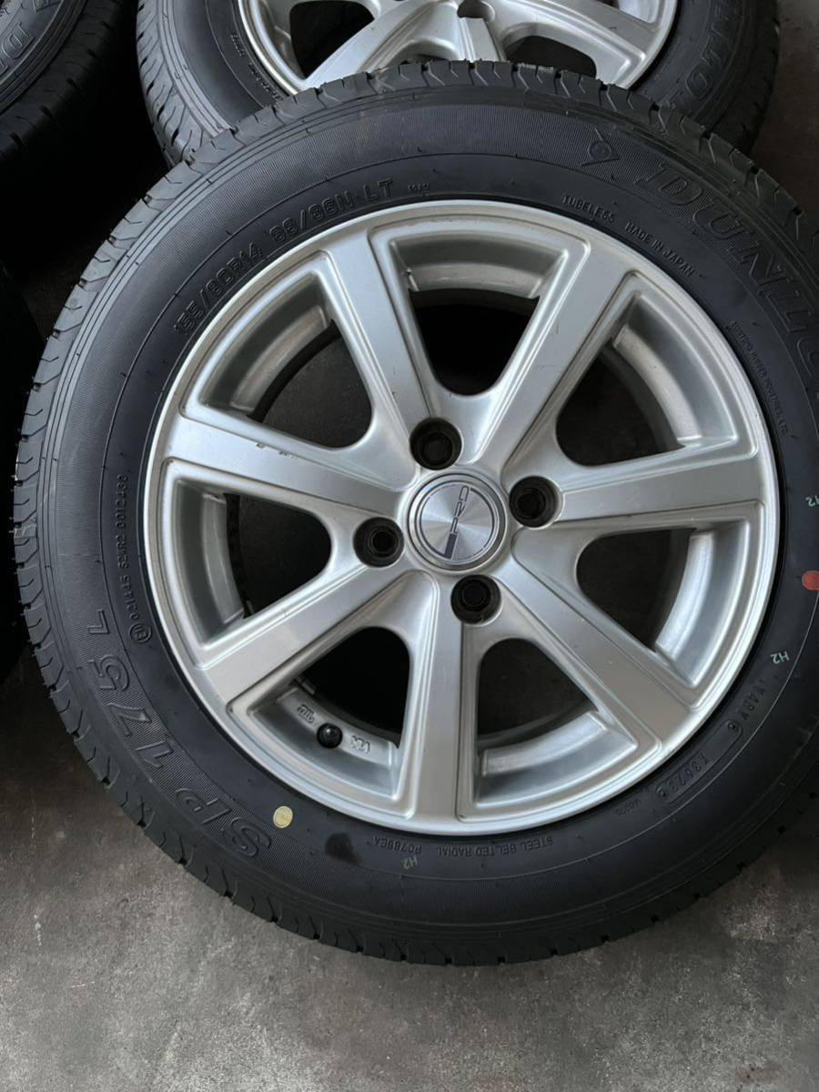 DUNLOP ダンロップ SP175L 155/80R14 2023年製 新車外しタイヤ 14×5.5J +38 PCD100 4穴 ホイール 中古の画像2