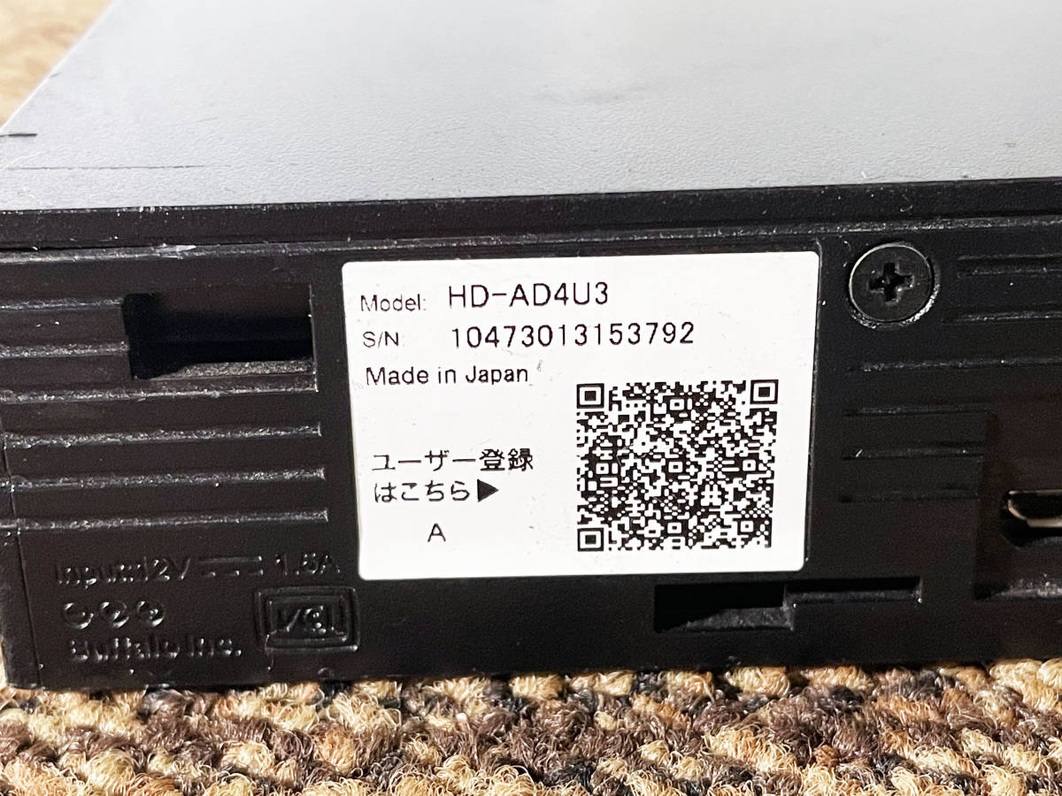 ◎★ジャンク扱い品 中古★BUFFALO 外付けHDD 4TB テレビ録画・PC両対応 ハードディスク【HD-AD4U3】CU3T_画像7