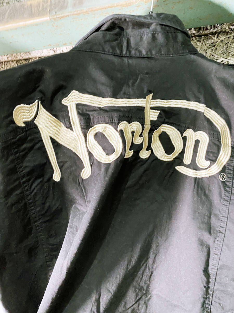 ◎★ 中古★Norton/ノートン　刺繍入り ミリタリーワークシャツ　半袖シャツ　ブラック　XXL【72N1502】CTC0_画像5