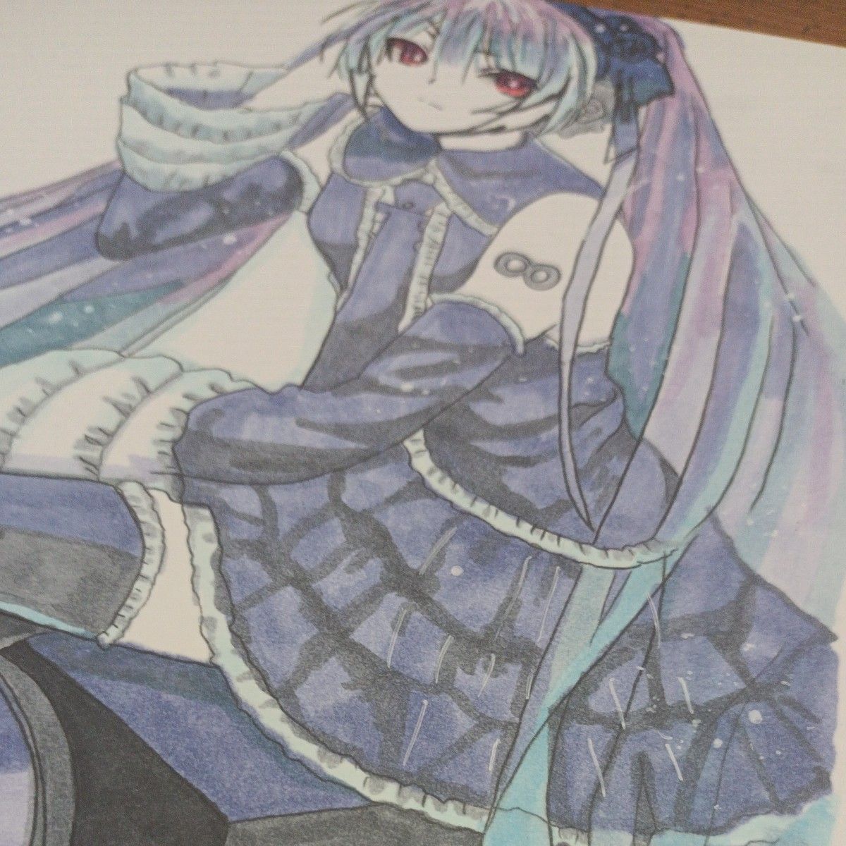 ファンアートイラスト手描き。初音ミク