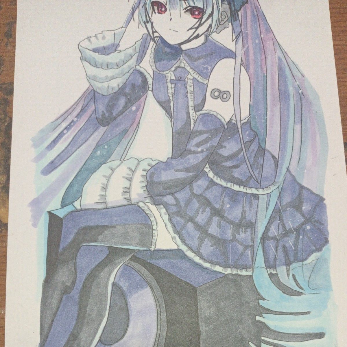 ファンアートイラスト手描き。初音ミク