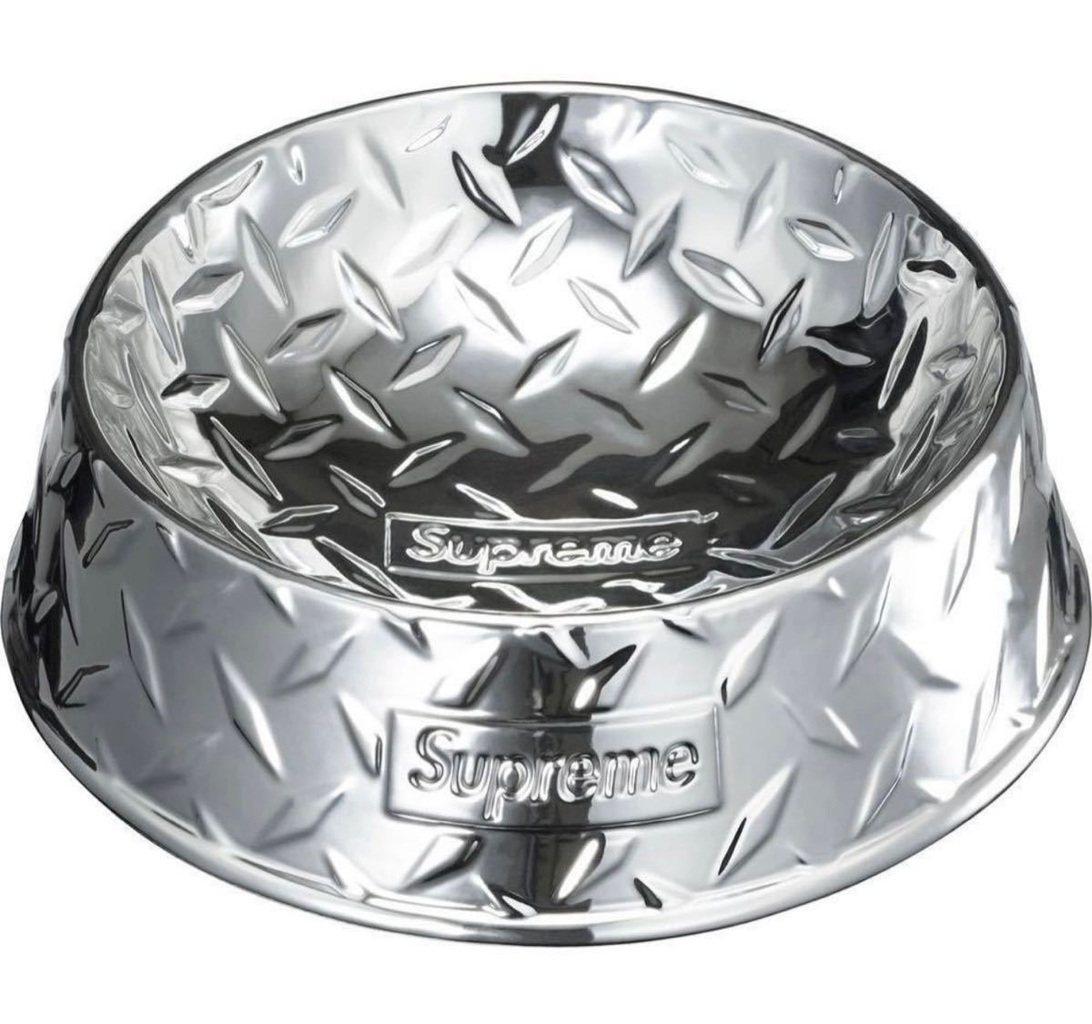 未使用品 23ss Supreme Diamond Plate Dog Bowl Silver シュプリーム ダイヤモンド プレイト ドック ボウル シルバー box logo_画像1
