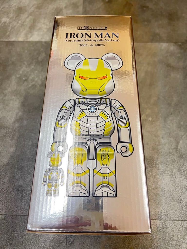 劇レア 未開封保存 2020年BE@RBRICK SORAYAMA IRONMAN 100％ & 400％ メディコムトイ ベアブリック　アイアンマン　空山基_画像3