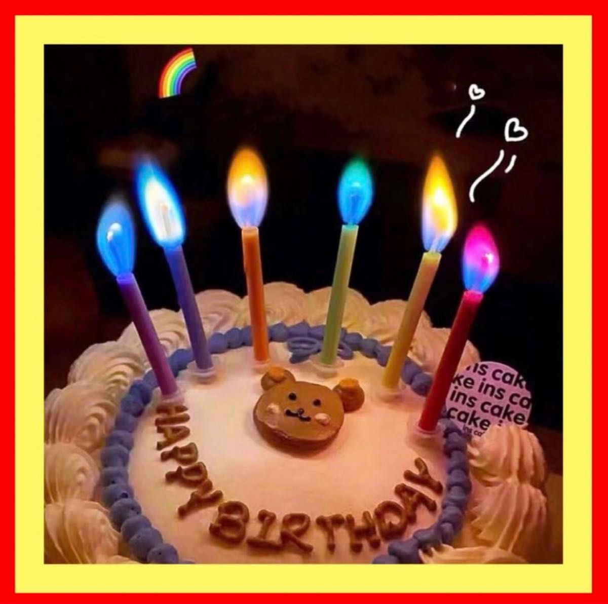 炎 カラフル ロウソク 6本 知育 色 誕生日 お祝い 子供 ケーキ パーティ
