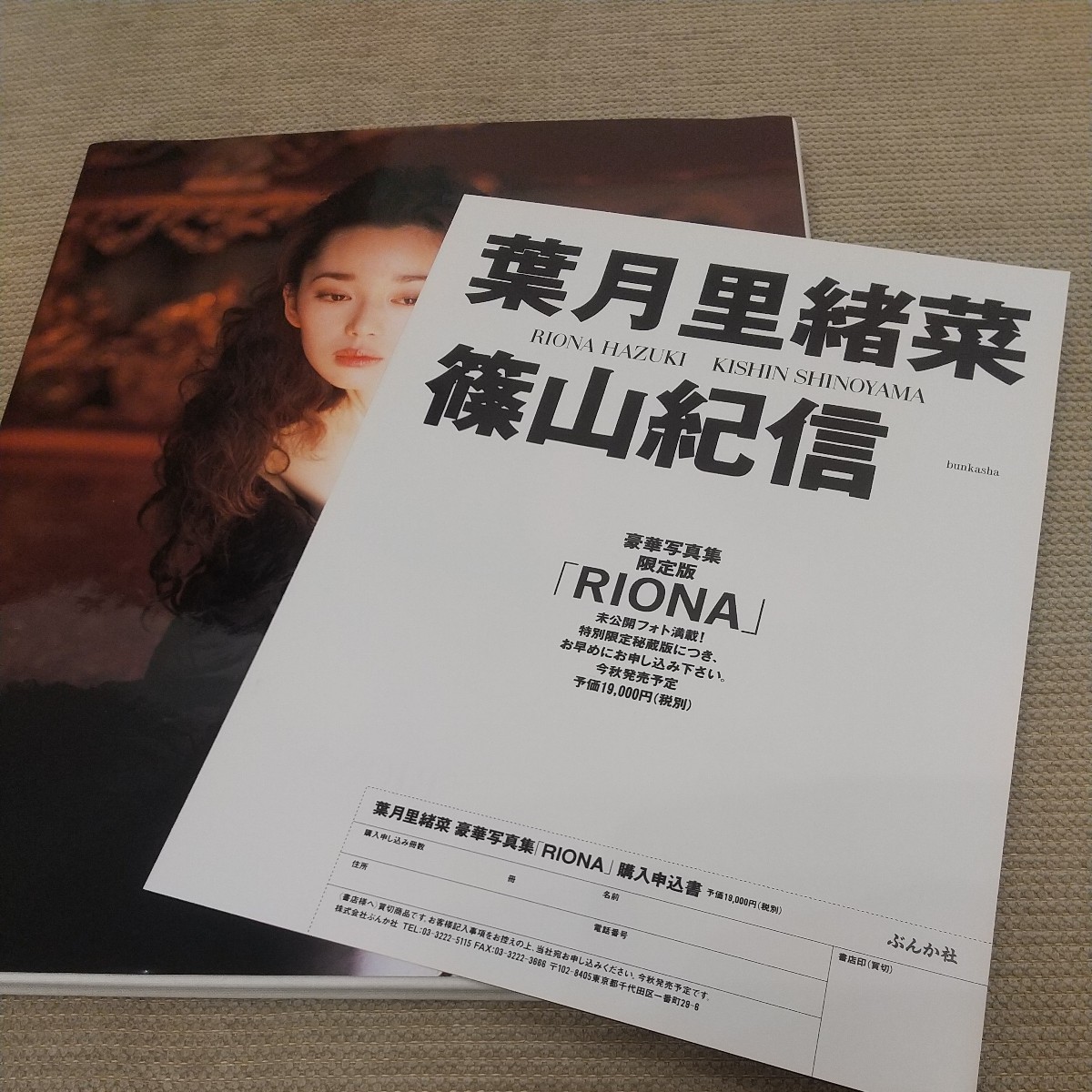 美品 RIONA 葉月里緒菜 写真集 篠山紀信 初版 豪華版購入申込チラシ付き_画像4