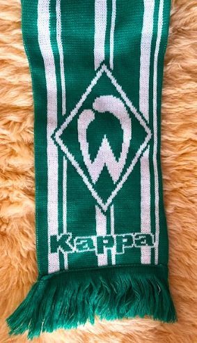 【新品・タグ付】Kappaカッパ　エメラルドグリーン×白色・両面同柄の袋織ニットマフラー　男女兼用_画像3